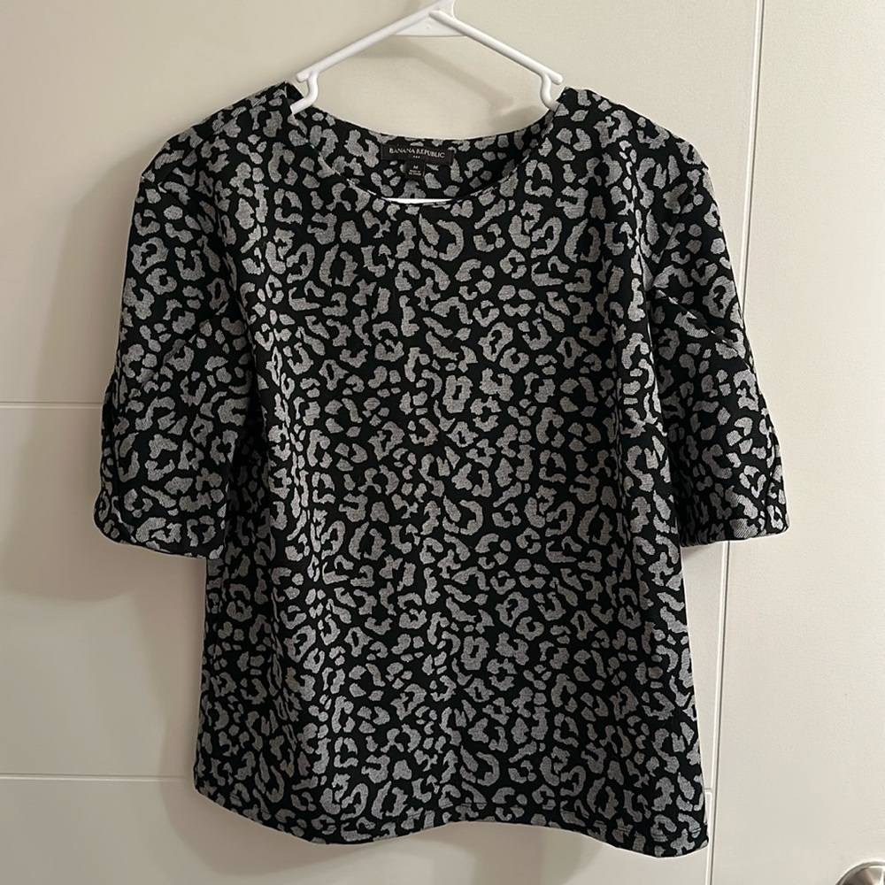 Gray leopard smock shirt from Banana Republic